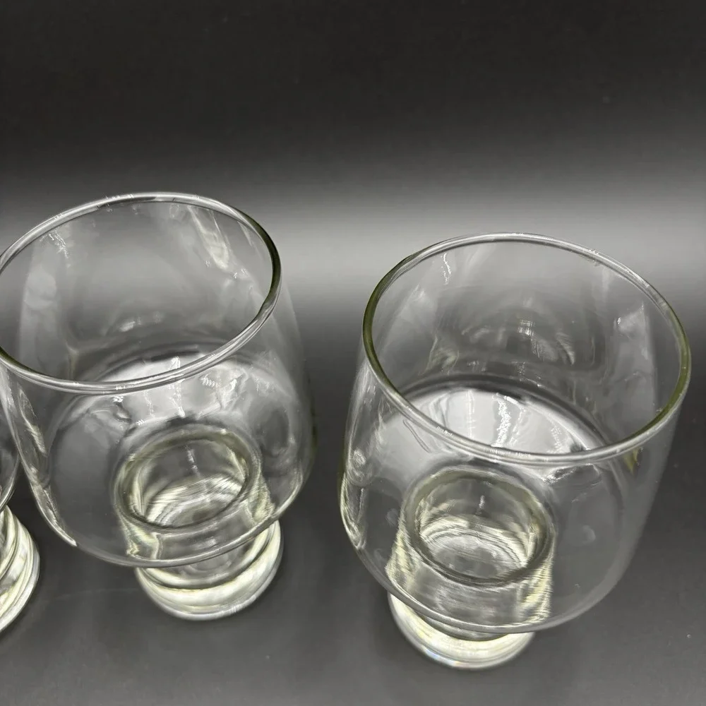 Set Of 4 Libbey Clear Accent Steiner Beer Stout Glasses Hollow Stem 16oz Vintage